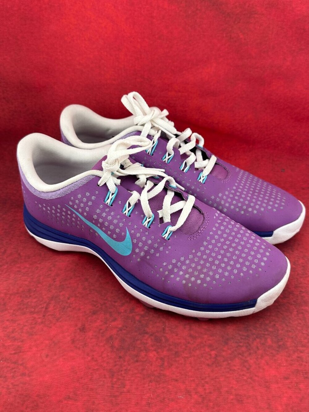 NIKE LUNAR EMPRESS PURPLE/BLUE LACE-UP GOLF WOMEN'S SNEAKERS 628537-500 SIZE 8.5